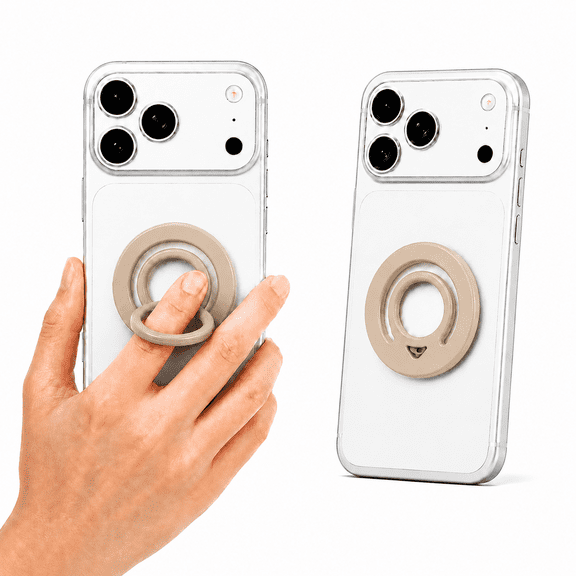 Magnetic Silicone Phone Grip Loop Holder, Soft Finger Loop Ring for iPhone 17/16/15/14/13/12/11/10/9/8, Gold