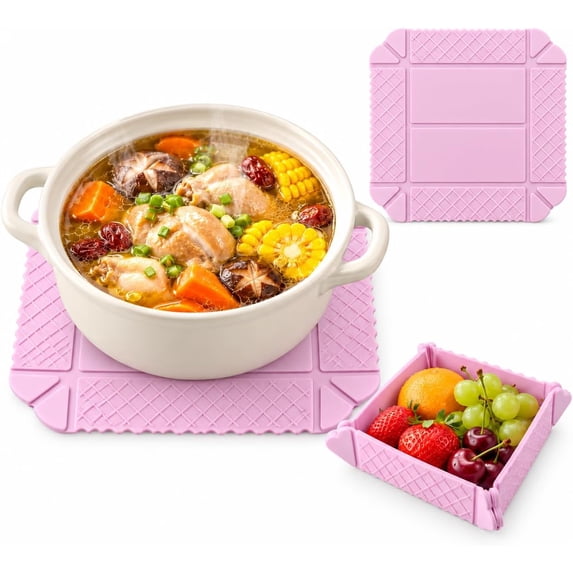 Magnetic Silicone Trivet, Light Pink Foldable Pot Mat | Magnetic Pot ...