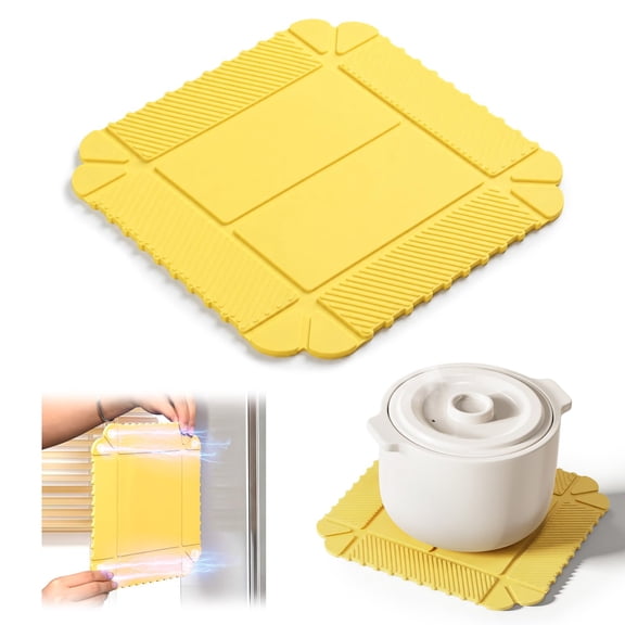 Magnetic Silicone Trivet & Pot Holder, Kitchen Heat Resistant Mat | Trivets for Hot Dishes, Hot Pots & Pans, Non-Slip Hot Pads for Countertops & Dining Table & Oven, Jar Opener & Spoon Rest