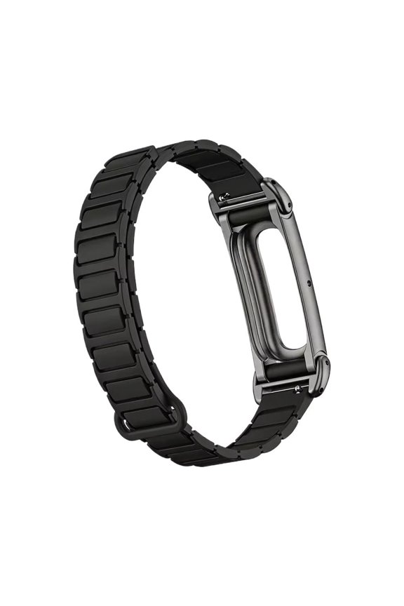 Magnetic Silicone Watch Band Compatible with Google Fitbit Air, Quick-Release Replacement Strap with Metal Accent Design