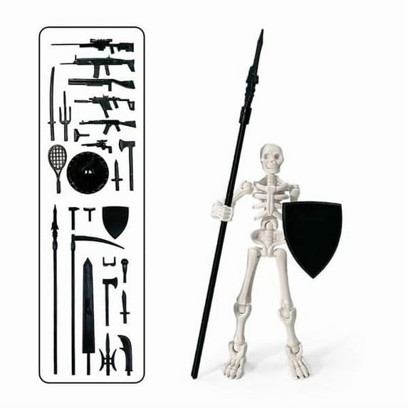Magnetic Skeleton Action Figure, Halloween Movable Skeleton Decorations with Multiple Weapons, DIY Desktop Decor for Office Home Decor, Novelty Gifts
