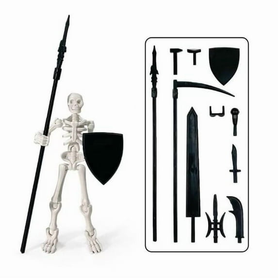 Magnetic Skeleton Action Figure, Halloween Movable Skeleton Decorations with Multiple Weapons, DIY Desktop Decor for Office Home Decor, Novelty Gifts