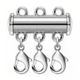 thumbnail image 1 of Magnetic Slide Lock Clasp for Layering Necklaces - Multi Strand Jewelry Connector with Lobster Clasps, Anti-Tangle Tube Clasp for Bracelets & DIY Crafts, & Silver Plated Brass, 1 of 7