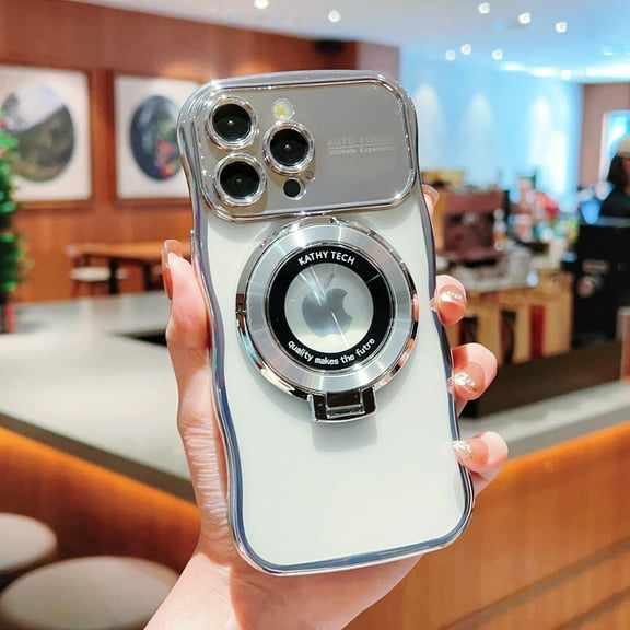 Magnetic Slim Clear Case for iPhone 11, with Magnetic Invisible Stand Compatible with MagSafe Logo View Window Full Camera Lens Protector for Women Men Shockproof Hard PC Case, Silver