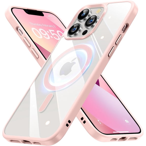 Magnetic Slim Crystal Clear for iPhone 12 Pro Max Case Magsafe [Not Yellowing][Compatible with MagSafe] [No.1 Strong Magnets] Compatible with iPhone 12 Pro Max Protective Case (Rose Gold)