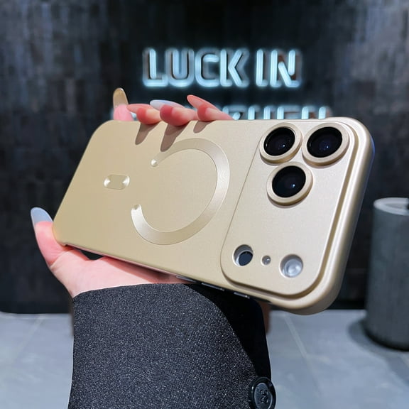 Magnetic Slim Fit Case Fit for iPhone 17 Pro Max, Ultra-Thin Lightweight Durable Frameless Matte Hard Metallic Paint Phone Cover Case for iPhone 17 Pro Max - Desertgold