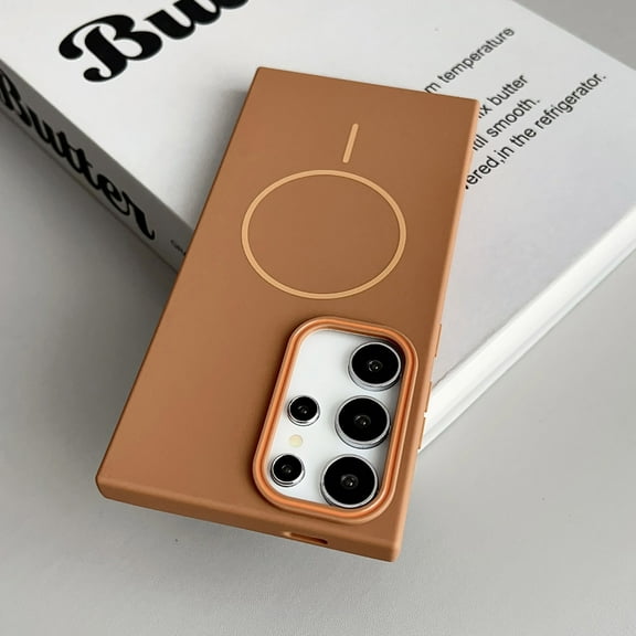 Magnetic Slim Fit for Samsung Galaxy S22 Ultra Case, Compatible with Mag-Safe, Lightweight Matte Anti-Scratch Hard Drop Protection Cover Phone Case for Samsung Galaxy S22 Ultra, Brown