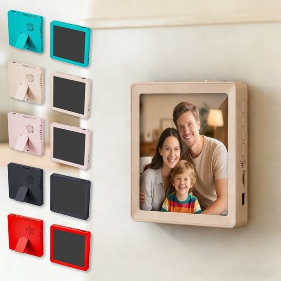 Magnetic Smart Photo Frame,4x4" Bluetooth Music Fridge Magnet With Playback & Recording Function,Desktop Stand,USB Rechargeble For Display Anniversary Family Memories Moments,For Mom And Dad Day