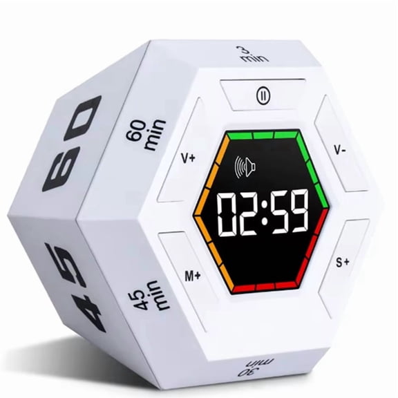 Magnetic Smart Productivity Kitchen Timer Digital Study Pomodoro Cooking Timer Hexagon Visual Flip Timer