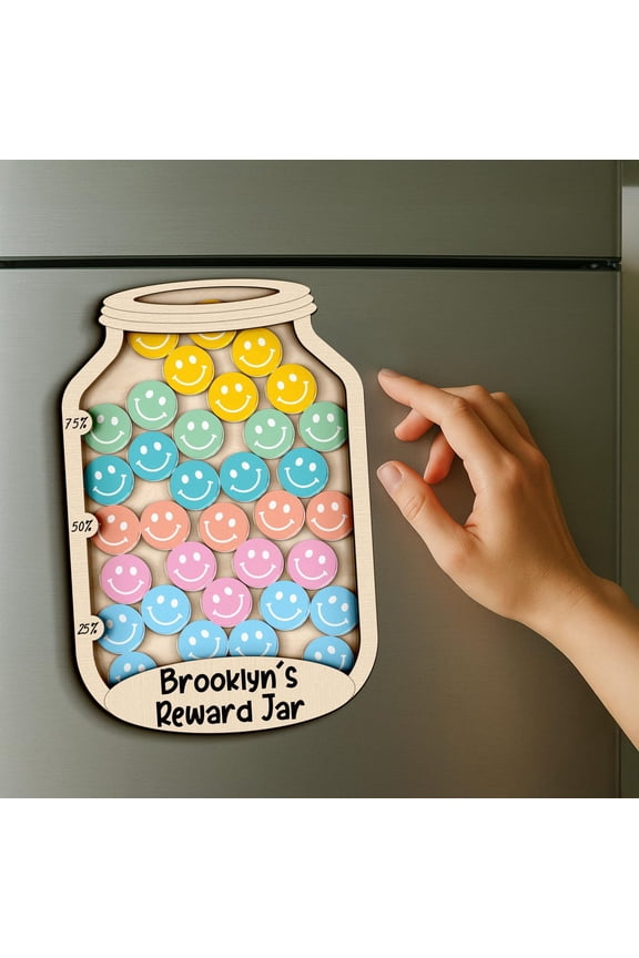 Magnetic Smiley Reward Jar for Kids, Custom Token Behavior Chart, Classroom & Home Positive Reward System, Potty Training & Chore Chart Tool