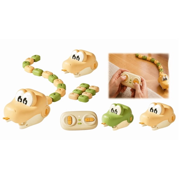 Magnetic Snake Game Toy Eating Itself, Remote Control Eating Snake with Sound & Light, Interactive Parent-Child Competitive Game for Family (Yellow)
