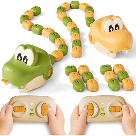 Magnetic Snake Game Toy Eating Itself,Remote Control Magnetic Snake Puzzle Game with LED Light and Sound Effects,Interactive Indoor Activity Toy,Rechargeable Family Entertainment Game (2PCS)