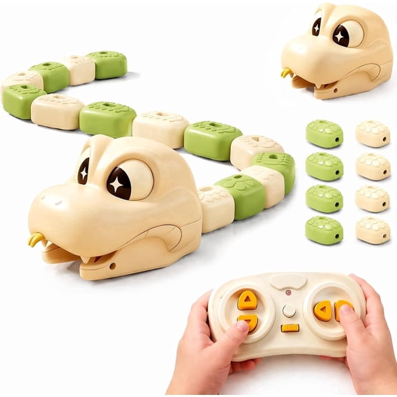 Magnetic Snake Game Toy Eating Itself, Remote Control Snake Toys with Light and Sound, Interactive Competitive Family Game Race Car Toy for Kids Boys Girls