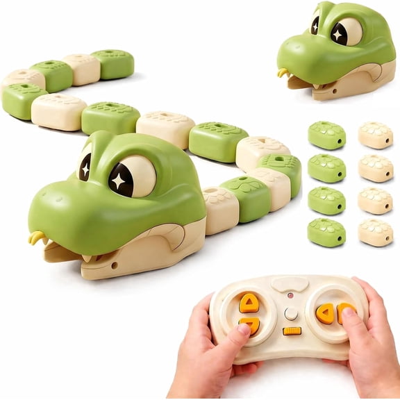 Magnetic Snake Game Toy Eating Itself, Remote Control Snake Toys with Light and Sound, Interactive Competitive Family Game Race Car Toy for Kids Boys Girls
