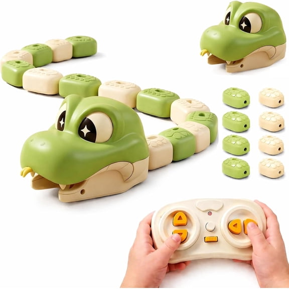 Magnetic Snake Game Toy Eating Itself, Remote Control Snake Toys with Light and Sound, Interactive Competitive Family Game Race Car Toy for Kids Boys Girls