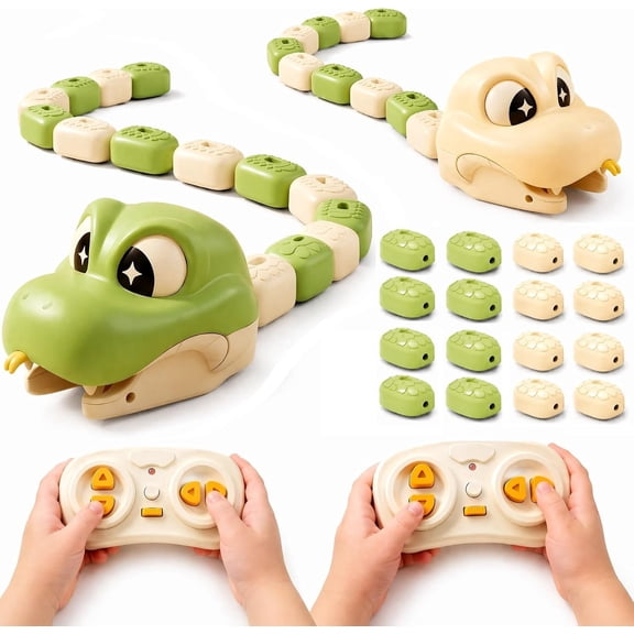 Magnetic Snake Game Toy Eating Itself, Remote Control Snake Toys with Light and Sound, Interactive Competitive Family Game Race Car Toy for Kids Boys Girls