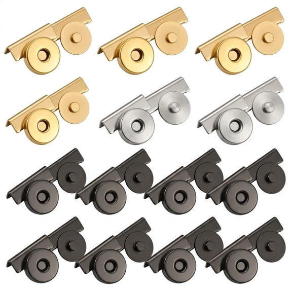 Magnetic Snap Buttons, No-Sew Seamless Clasps for Purses, Metal Buckle Clasps for Handbag Tote Bag Clothing DIY Crafts, Quick Install Closures for Leather Goods Jackets Scrapbooks, Gold Copper Silver