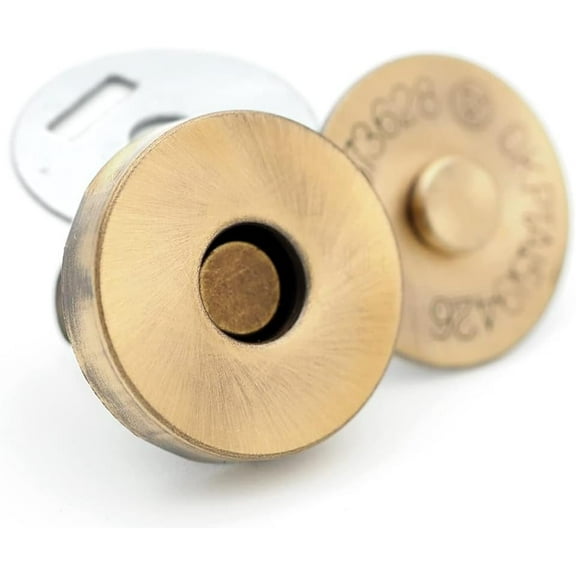 Magnetic Snap Buttons Quality Strong Clasp for Purse Sewing Handbags Closures 6 Pack MNL (14mm, Brushed Brass)