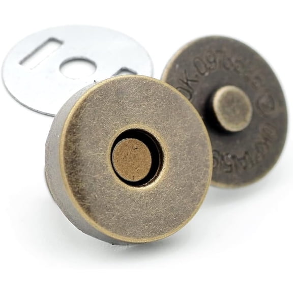 Magnetic Snap Buttons Quality Strong Clasp for Purse Sewing Handbags Closures 6 Pack MNL (18mm, Antique Brass)