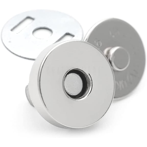 Magnetic Snap Buttons Quality Strong Clasp for Purse Sewing Handbags Closures 6 Pack MNL (18mm, Silver)
