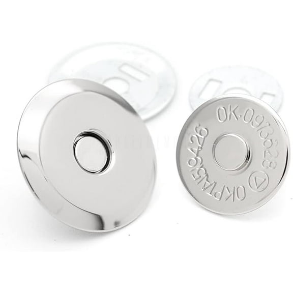 Magnetic Snap Buttons Quality Strong Clasp for Purse Sewing Handbags Closures 6 Pack MNU (18mm, Silver)