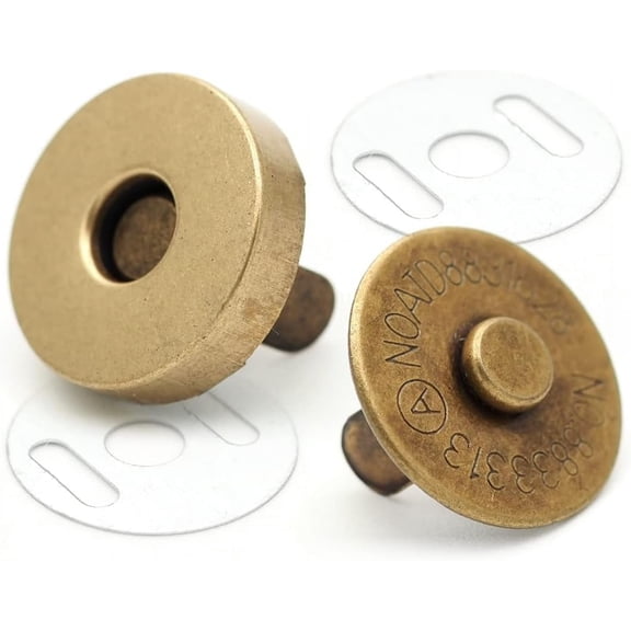 Magnetic Snap Buttons Strong Clasp for Purse Sewing Handbags Closures 10 Pack MNB (18 mm, Antique Brass)