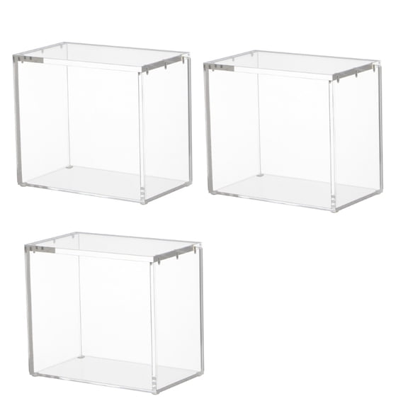 Magnetic Snap Shut Acrylic Display Containers 3 Pack Portable Office Desk Organizers For Model Cars And Statues