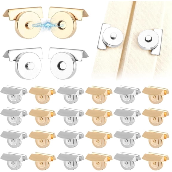 Magnetic Snaps for Purses & Totes – No-Sew Metal Snap Buttons, Strong Zinc Alloy Fasteners for Bags, DIY Crafts, Leather Jackets, Wallet Repair (RL Gold/Silver, 24 PCS)
