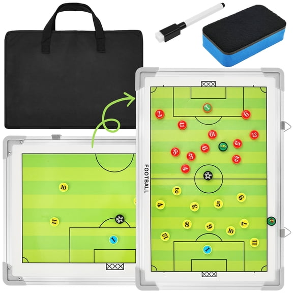 Magnetic Soccer Coaching Board Double Sided Dry Erase Soccer Tactics Board with Player Marker Pen and Eraser Portable Design for Training Game Analysis