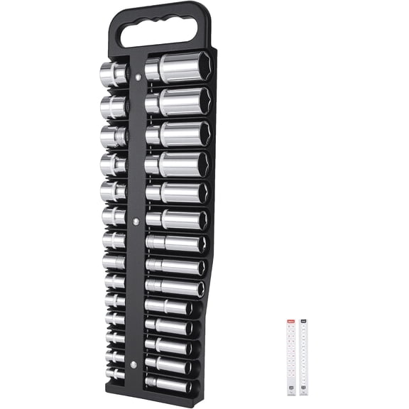 Magnetic Socket Holder Set, Black Portable Heavy Duty Socket Rail For 3/8-inch Drive, Hold 28 Sockets - Fit Shallow & Deep Sockets, Sockets Not Included