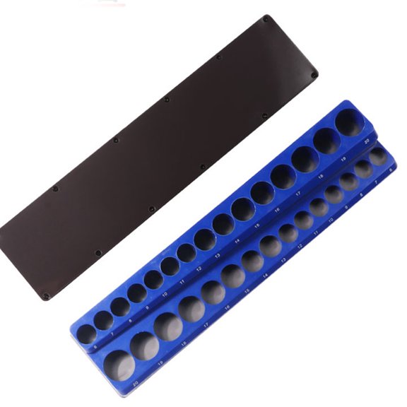 Magnetic Socket Organizer Magnetic Socket Holder 1/4", 3/8", 1/2" Drive Metric SAE Socket Tray Tool Storage Set Magnetic Socket Rail Holds (Blue)