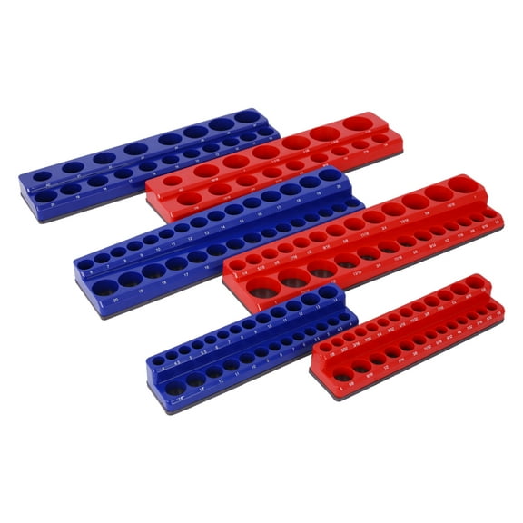 Magnetic Socket Organizer Set - 6 Piece, 1/4", 3/8", 1/2" Drive Metric SAE Socket Holder Tray