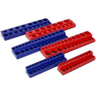 Socket Organizer Rail With 80 Clips – For 1/4”, 3/8”, 1/2” Drive Sockets, Steel Clips, Heavy-Duty Base