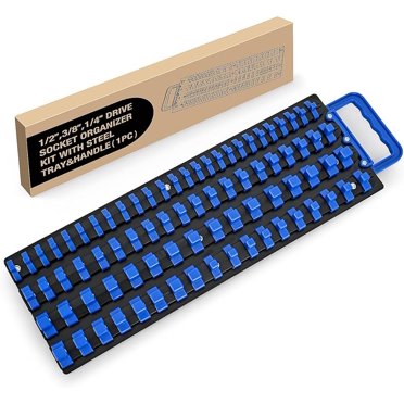 8-Piece Magnetic Socket Organizer Set - Holds 171 Sockets For 1/4, 3/8, 1/2 Drive Tools