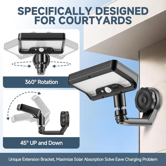 Magnetic Solar Lights Outdoor Motion Sensor, No Drill Installation, 92 LED 270 Wide Angle Magnetic Solar Light, IP65 Waterproof Solar Outdoor Light for Yard Fence RV