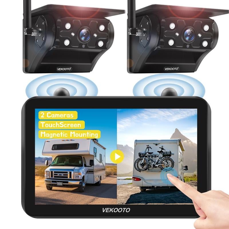 Magnetic Solar Wireless Backup Camera VK7, 7'' IPS Touchscreen Monitor ...