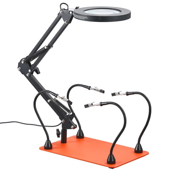 Magnetic Soldering Station with 4 Flexible Arms,3X Magnifying LED Lamp&Sturdy Base for Electronics Repair,DIY Crafts