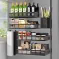 thumbnail image 1 of Magnetic Spice Rack Organizer, TAIMASI 6 Pack Moveable Fridge Spice Shelves with Paper Towel & Utensils Holder, Strong Metal Kitchen Organizer, Black, 1 of 7