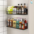thumbnail image 1 of Magnetic Spice Rack Organizer for Fridge & Oven, 1 Pack Black Refrigerator Storage Rack, Compact Spice Jar Organizer for Kitchen Counter or Door, 1 of 10