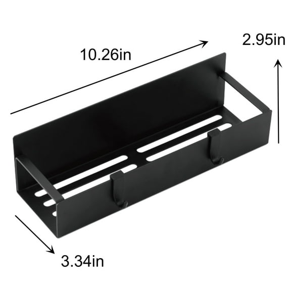 Magnetic Spice Rack Organizer for Refrigerator & Oven | Black Fridge Storage Shelf | Strong Magnetic Kitchen Organizer | Space-Saving 27x8.5x5cm