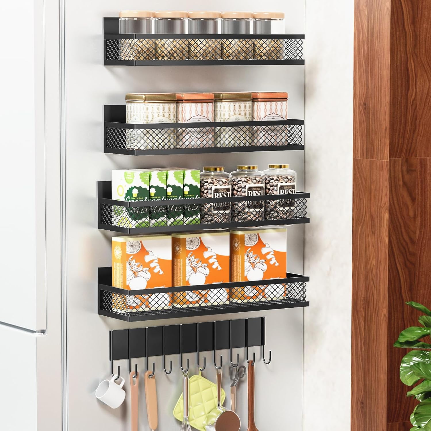 Magnetic Spice Rack for Refrigerator, 5 Pack Magnetic Shelf for ...