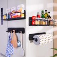 thumbnail image 1 of Magnetic Spice Rack for Refrigerator: Space Saving Fridge Magnet Organizer with Paper Towel Holder & Hook Rack Metal Side of Refrigerator Storage Kitchen Organizer Black Magnetic Shelf, 1 of 6