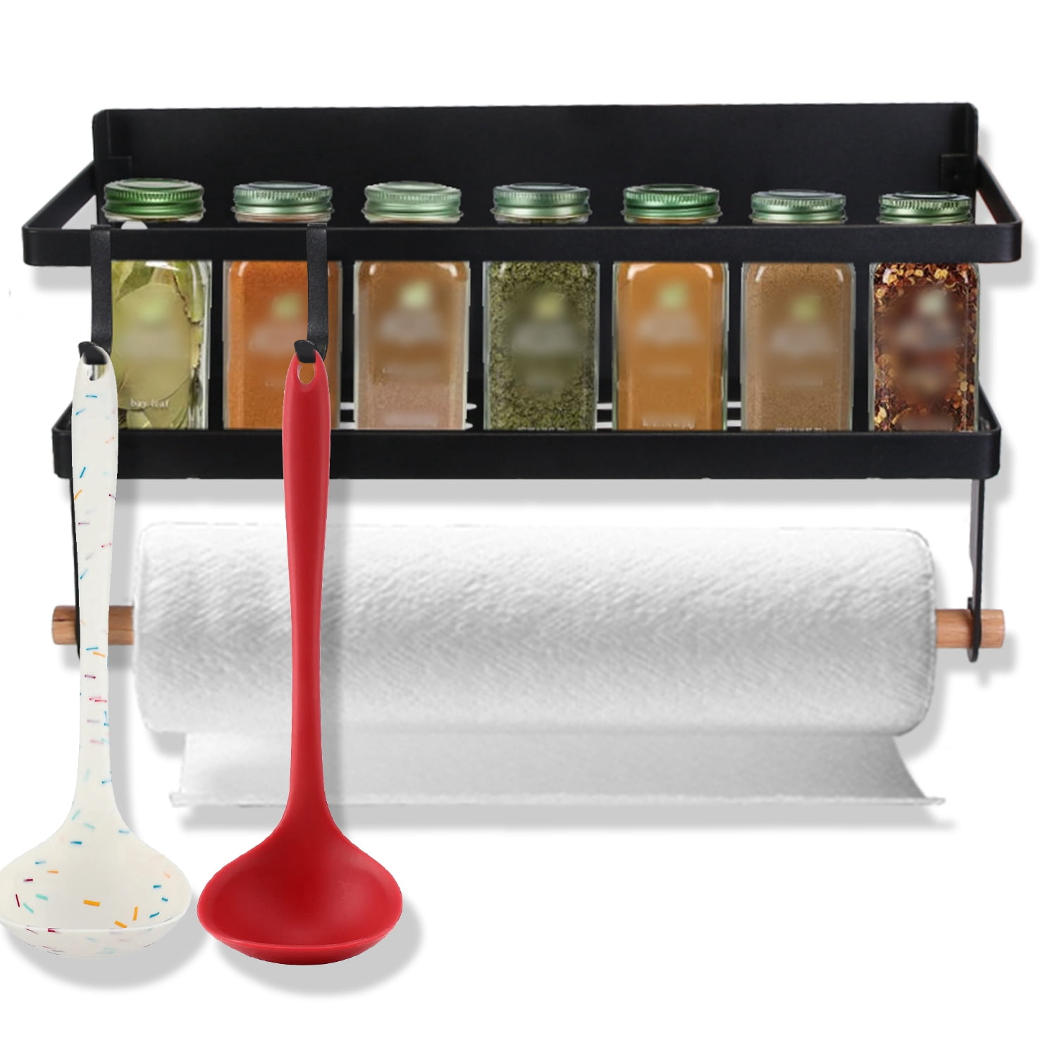 Magnetic Spice Rack for Refrigerator TeqHome 2Pcs Magnetic Fridge Shelf with Hooks Seasoning Organizer Gadgets for Metal Surface