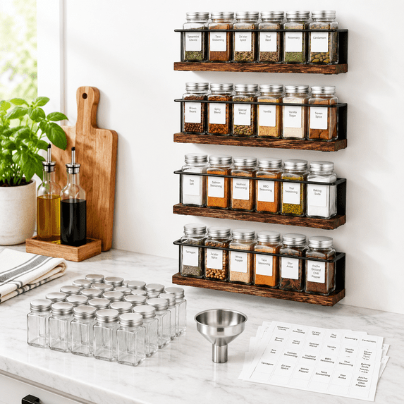 Spice Rack List Magnetic Spice Rack With 24 Jars 216 Labels 1 Steel Funnel For ...