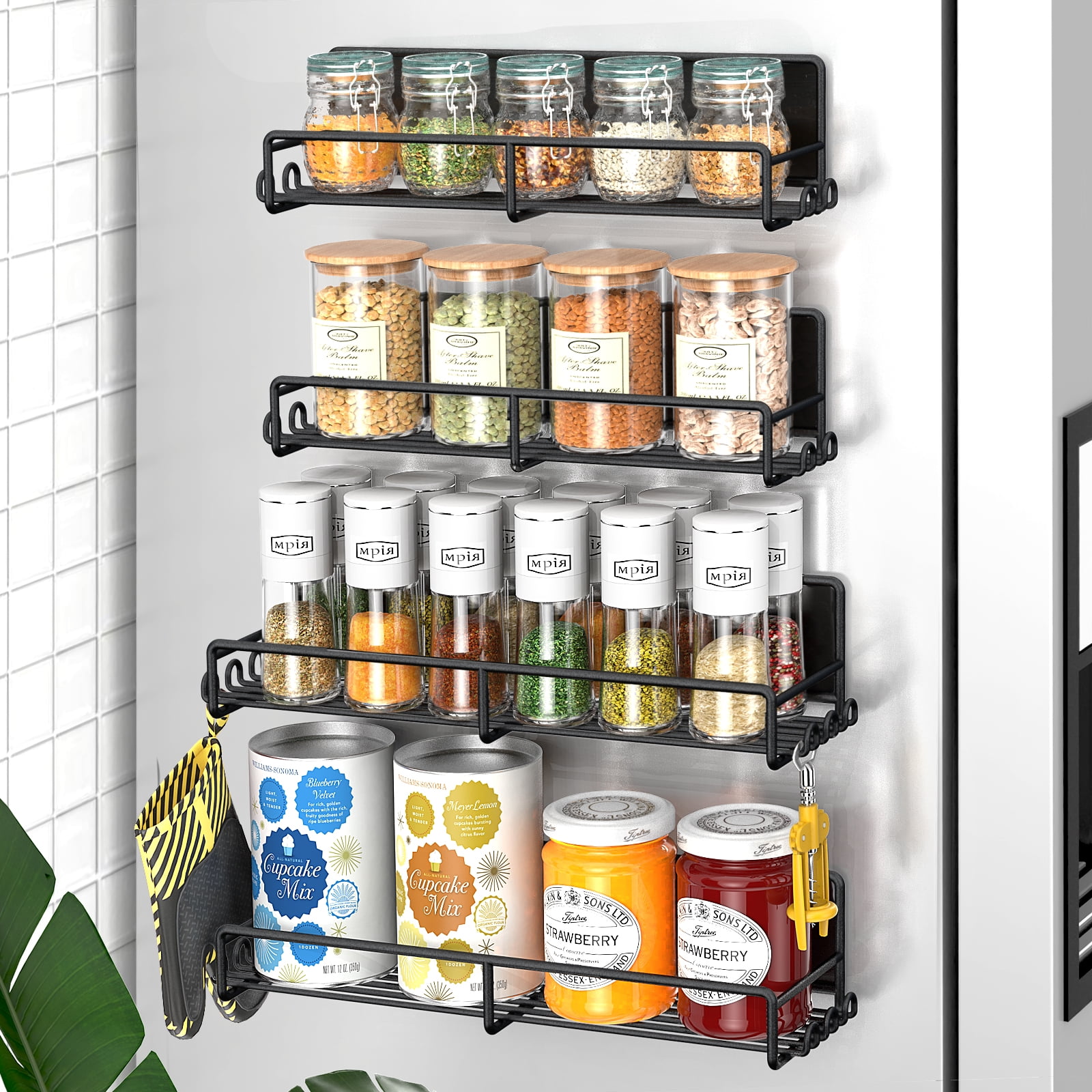 2 Pack Magnetic Spice Rack for Refrigerator Magnet Holder Shelves Kitchen Storage Organizer for Seasoning Jars Walmart