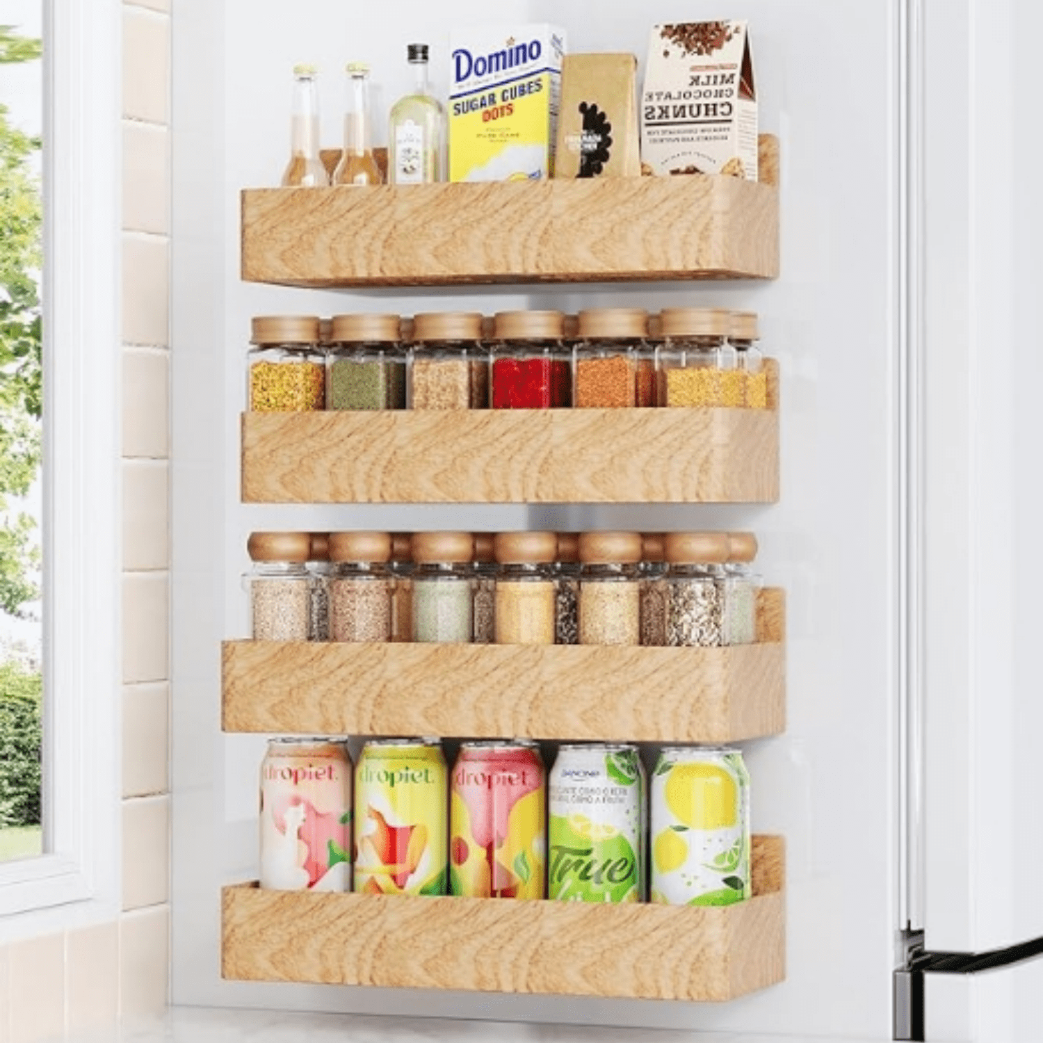 Wooden Refrigerator Spice Rack Pantry Spice Rack Next To Fridge