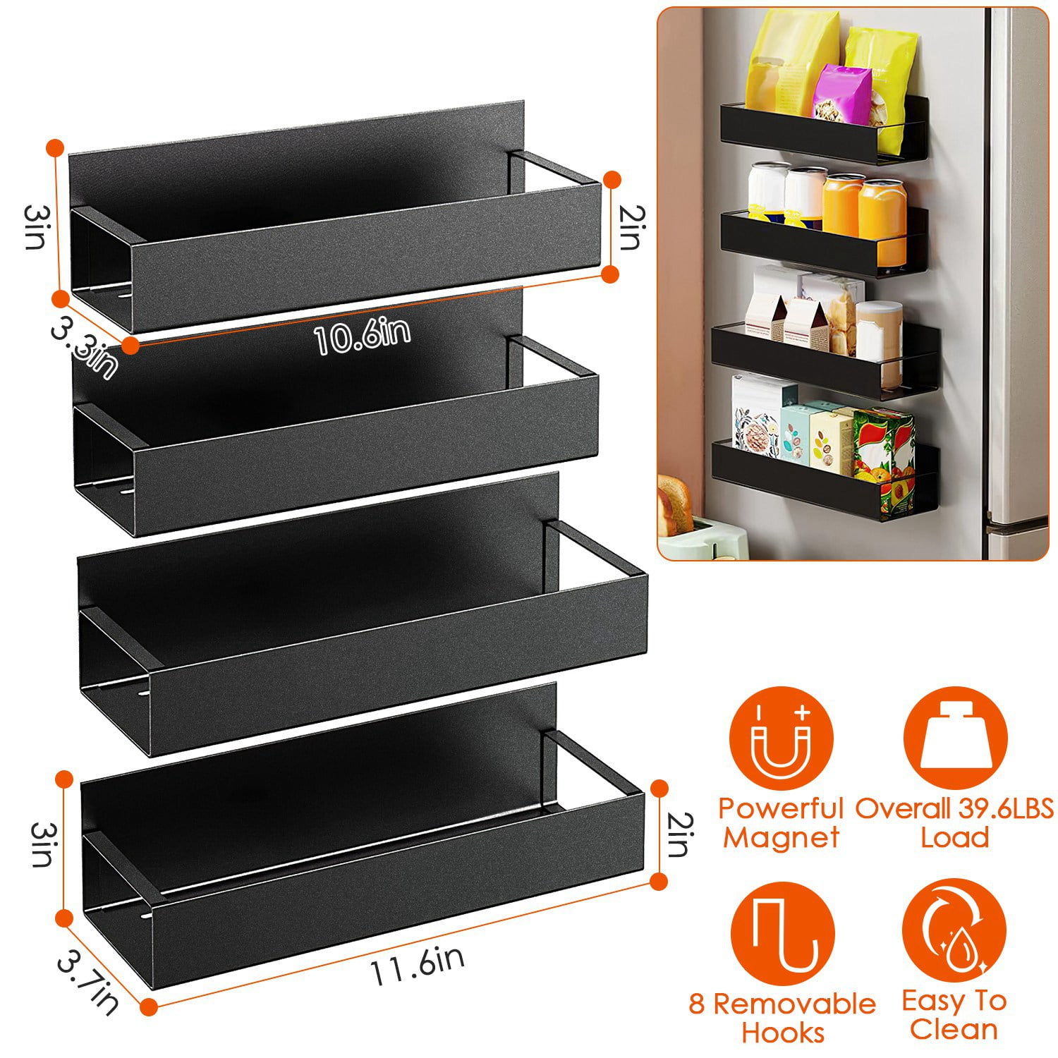 Magnetic Spice Rack iMounTEK 4 Pack Moveable Fridge Magnetic