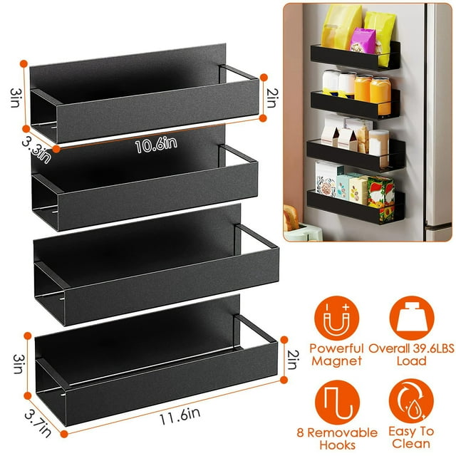 Spice Rack, iMounTEK 4 Pack Moveable Fridge Spice