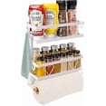 thumbnail image 1 of Magnetic Spice Racks (2-Pack, White) with Paper Towel Holder & 6 Hooks – Kitchen Space-Saving Organizer for Fridge or Oven, 1 of 6