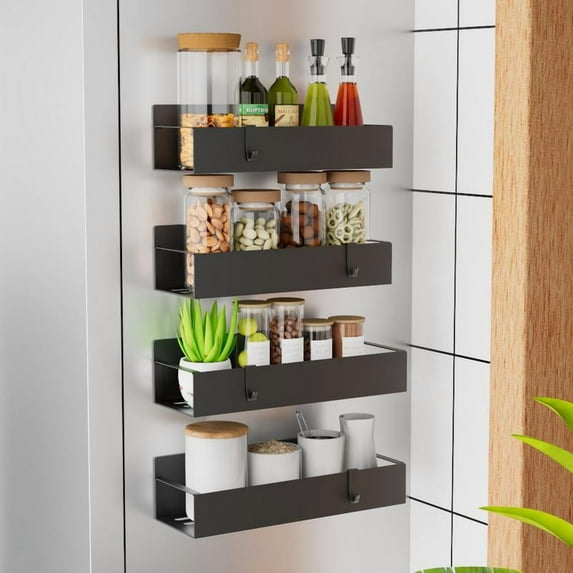Magnetic Spice Storage Rack Organizer for Refrigerator and Oven, Fridge Organizers and Storage,Metal